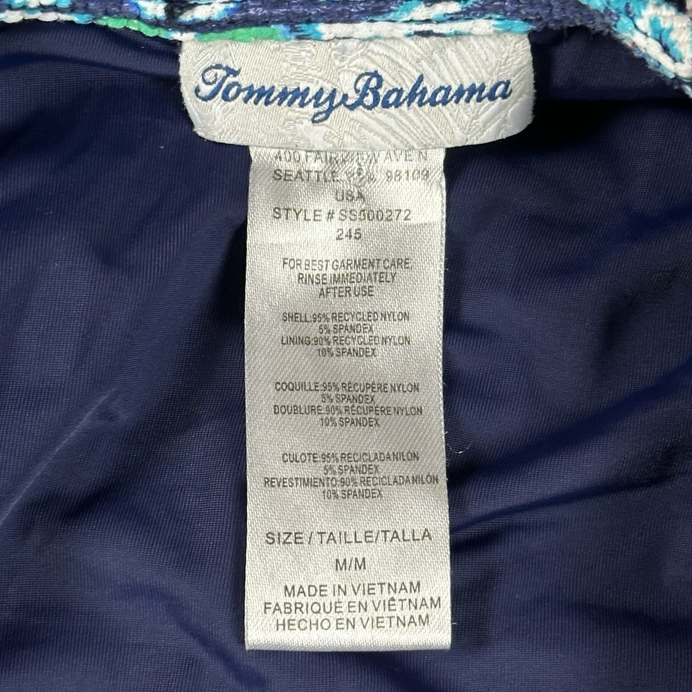 Tommy Bahama Ikat Beach Split-Neck Romper Dress  W/under Shorts Blue Sz Medium - Picture 7 of 11
